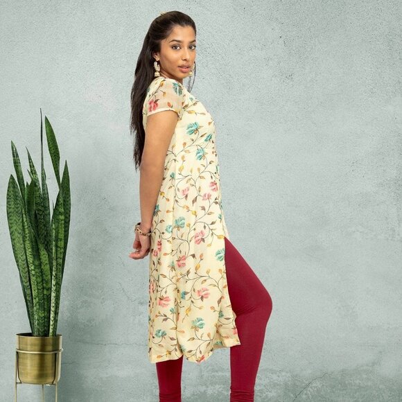 Light Ivory Printed Women's Kurta | Muvvas Boutique - Picture 2 of 5